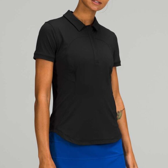 Lululemon Womens Quick-Drying Short Sleeve Polo Shirt Size 10 Black Golf - Picture 1 of 12